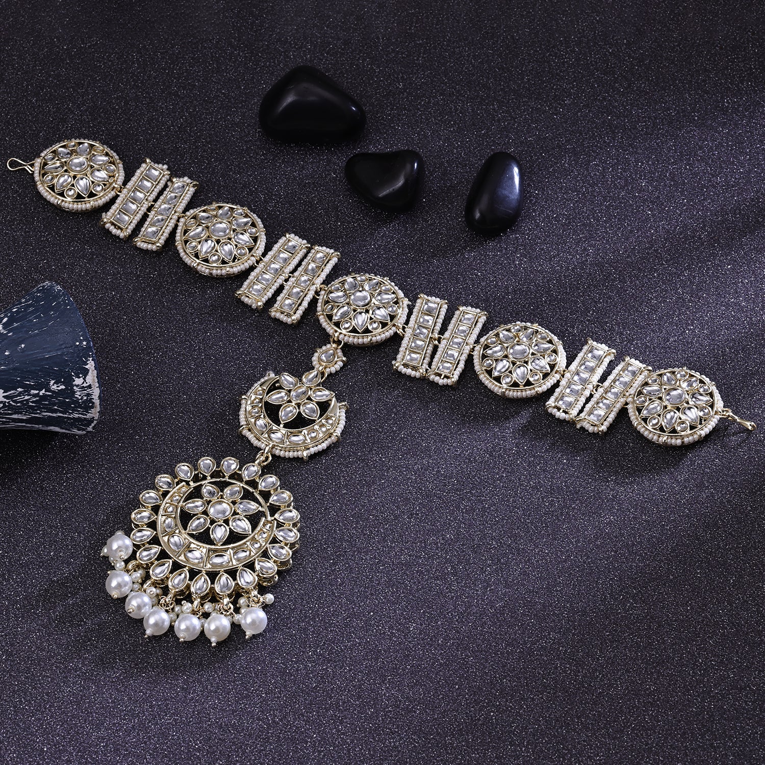 Sukkhi Knockout White Gold Plated Pearl Ethnic Shishphool For Women