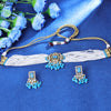 Sukkhi Good-Looking Gold Plated White & Sky Blue Crystal Choker Necklace Set for Women