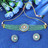 Sukkhi Goodly Gold Plated Light Green Crystal Choker Necklace Set for Women