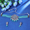 Sukkhi Knockout Gold Plated Sky Blue Crystal Choker Necklace Set for Women