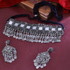 Sukkhi Foxy Rhodium Plated Silver Mirror Stone Collar Necklace Set for Women