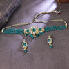 Sukkhi Beckoning Gold Plated Blue Crystal Choker Necklace Set for Women