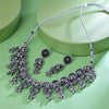 Sukkhi Titillating Rhodium Plated Silver Collar Necklace Set for Women