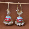 Sukkhi Entrancing Gold Plated Sky Blue & Pink Pearl Hoop Jhumki Earrings for Women