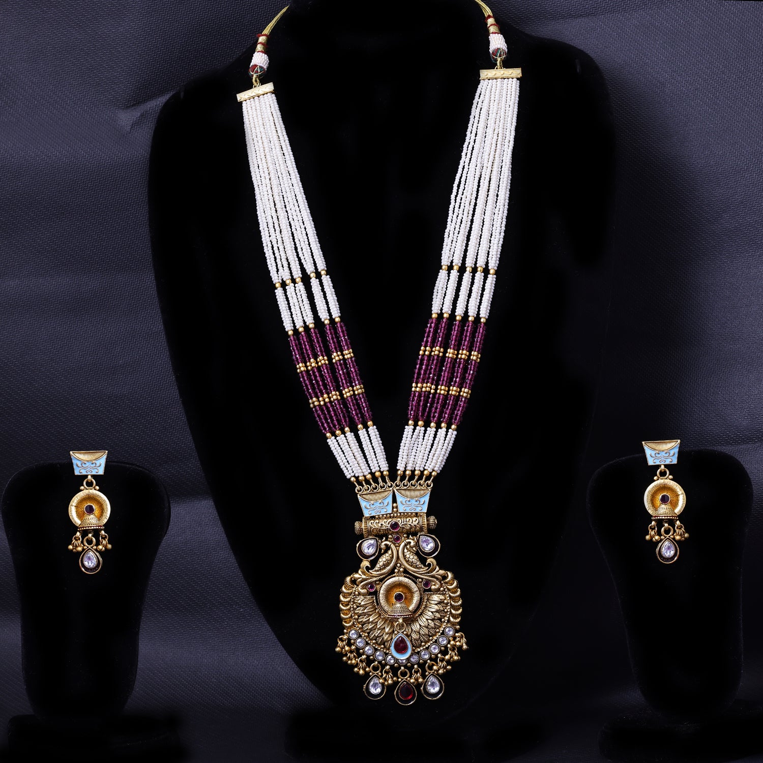 Sukkhi Glossy Pink And White Austrian Stone Gold Plated Traditional Necklace Set for Women