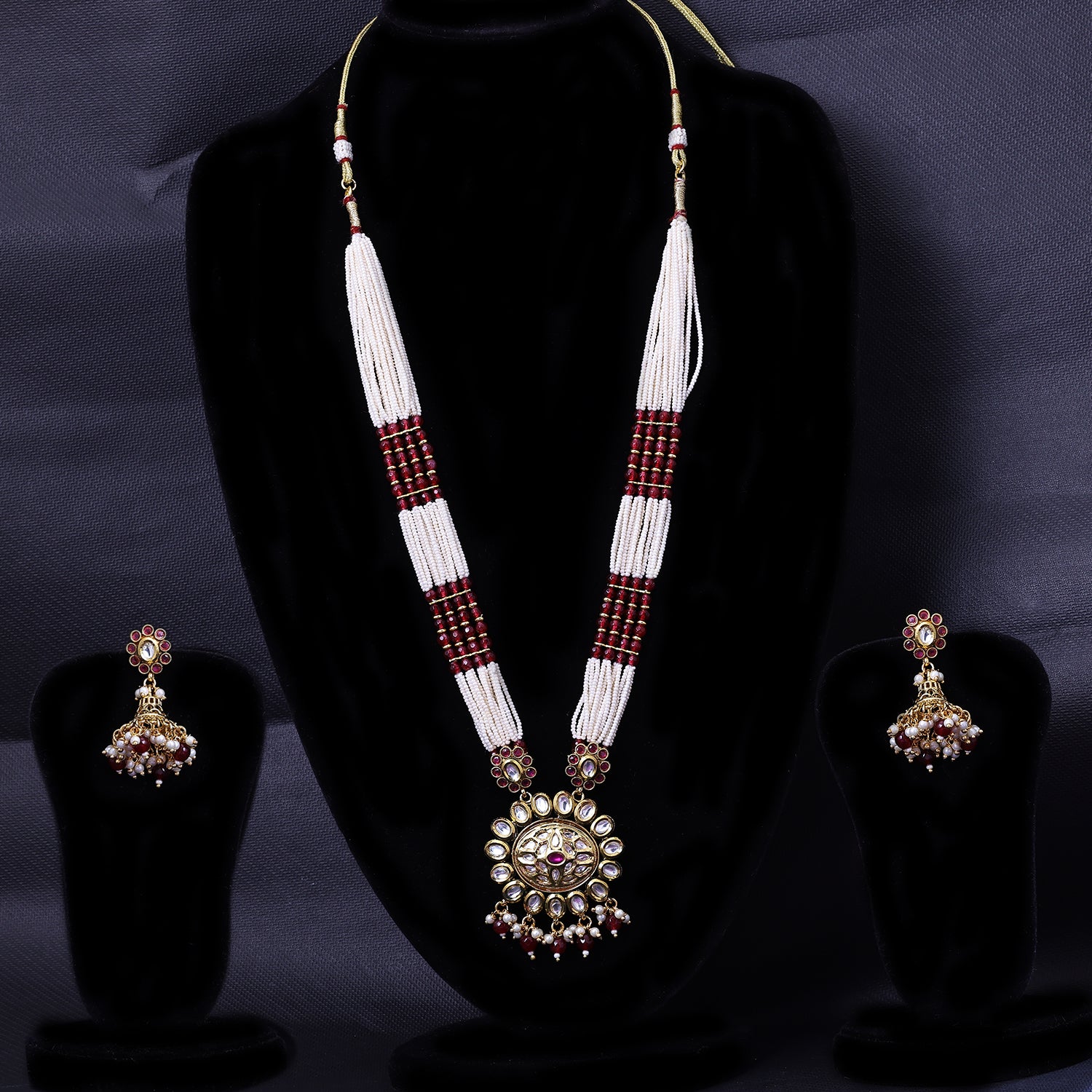 Sukkhi Zingy White And Pink Austrian Stone Gold Plated Traditional Necklace Set for Women