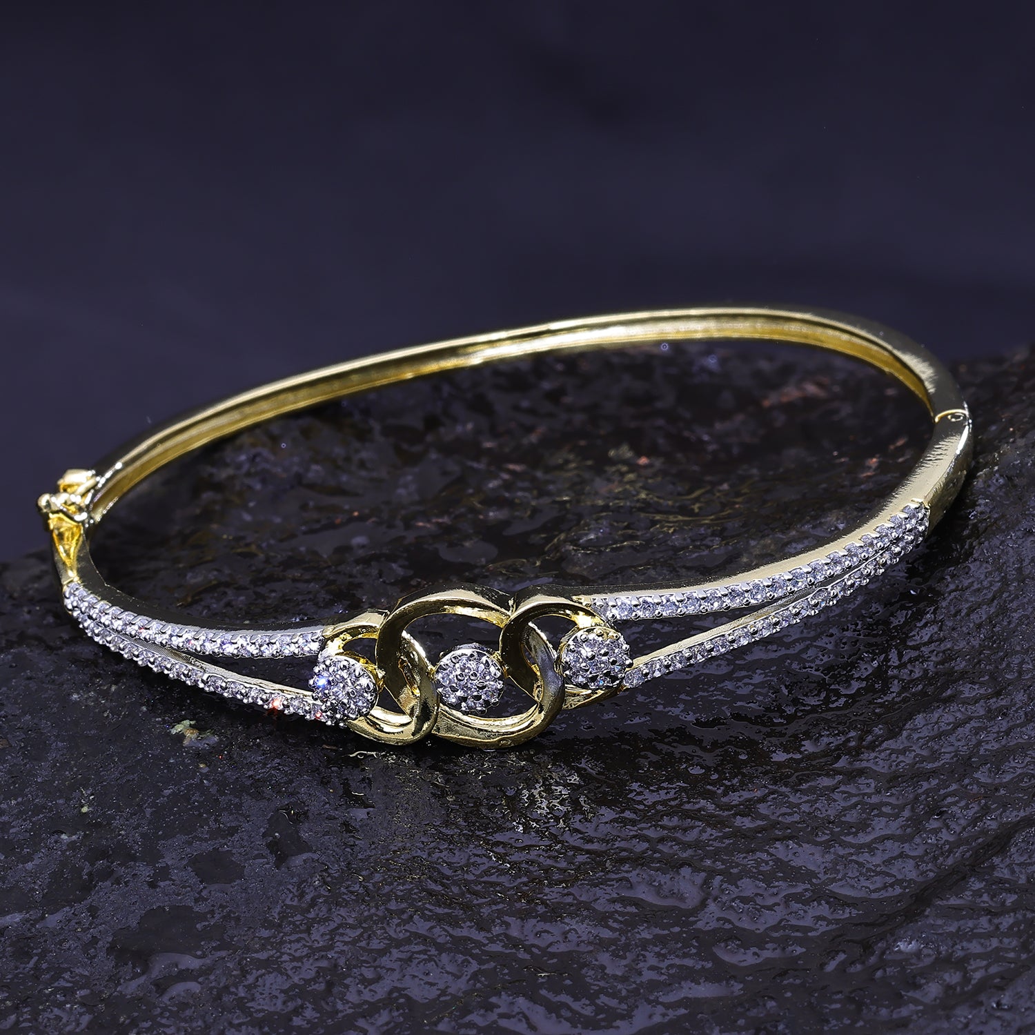 Sukkhi Luscious Golden Austrian Stone Gold Plated Kada for Women