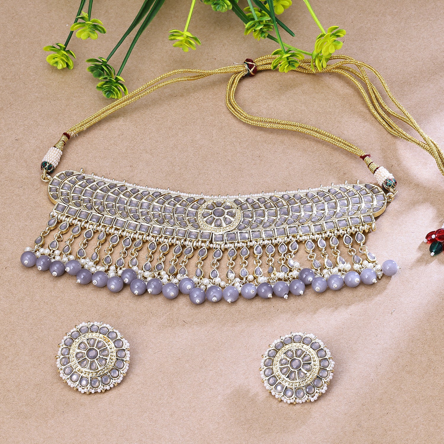 Sukkhi Special Blue Kundan Gold Plated Traditional Necklace Set for Women