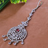 Sukkhi Fetching Silver And Red CZ Stone Rhodium Plated Traditional Maang Tikka for Women