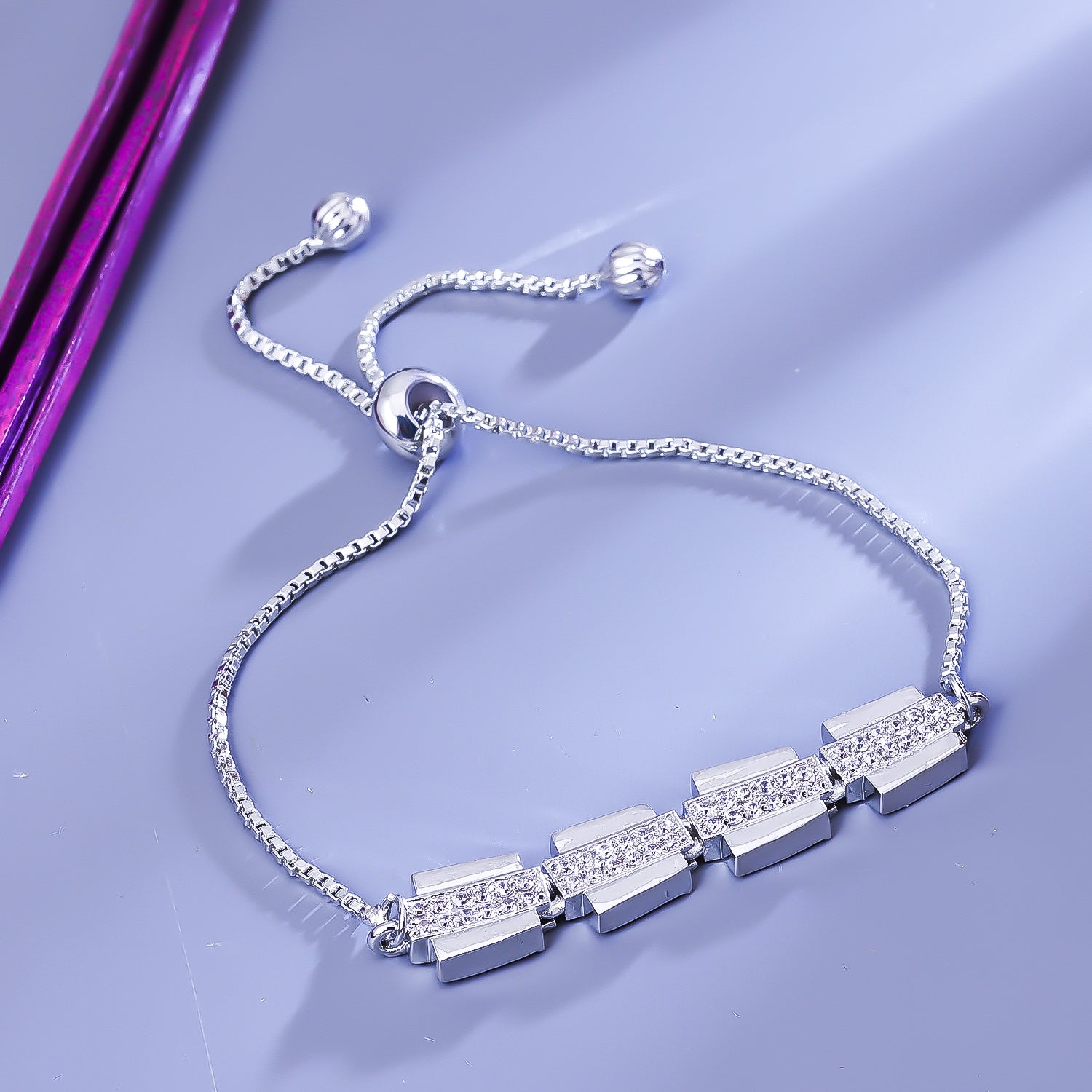 Sukkhi Good Silver CZ Stone Rhodium Plated Party Wear Bracelet for Women