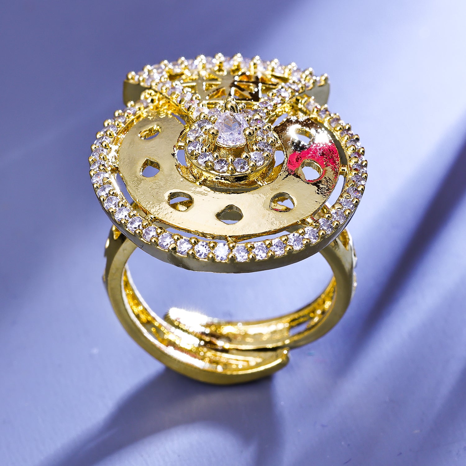 Sukkhi Knockout Golden Austrian Stone Gold Plated Traditional Finger Ring for Women
