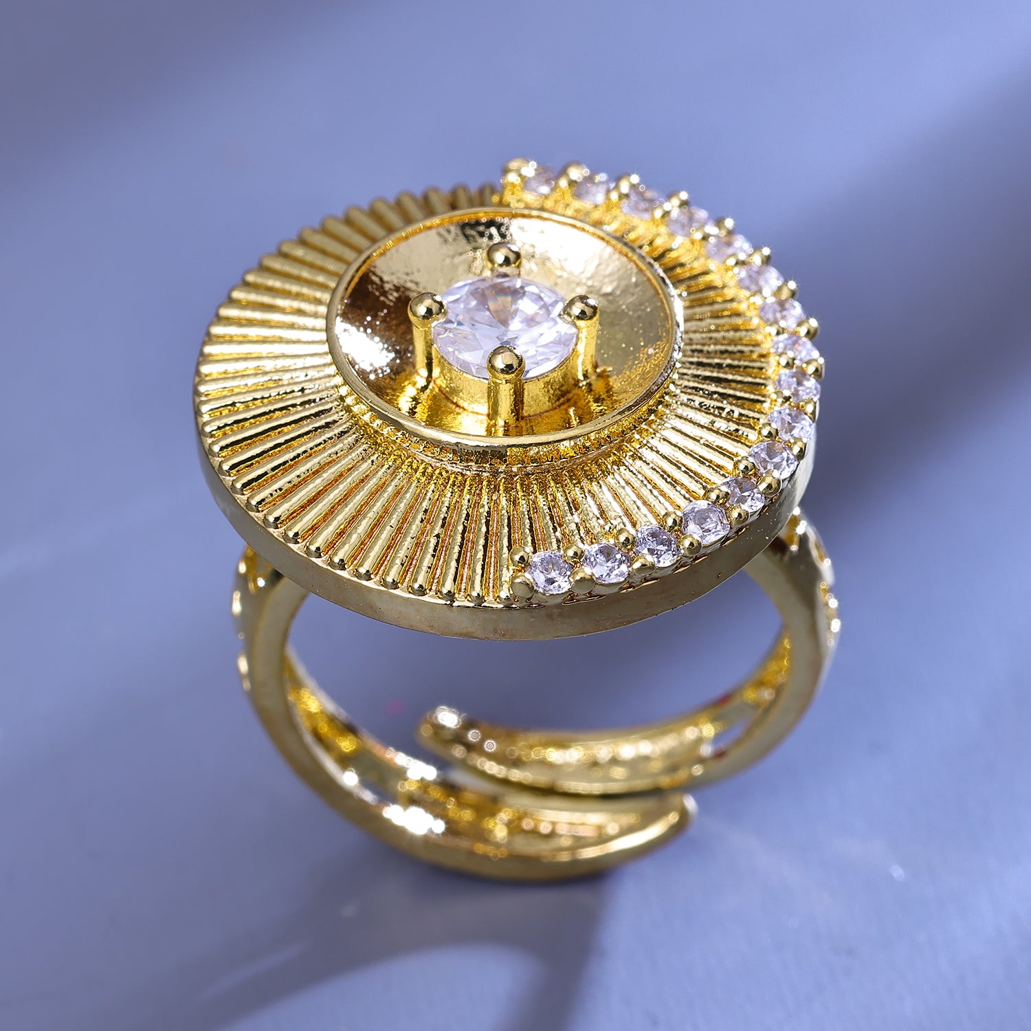 Sukkhi Pretty Golden Austrian Stone Gold Plated Traditional Finger Ring for Women