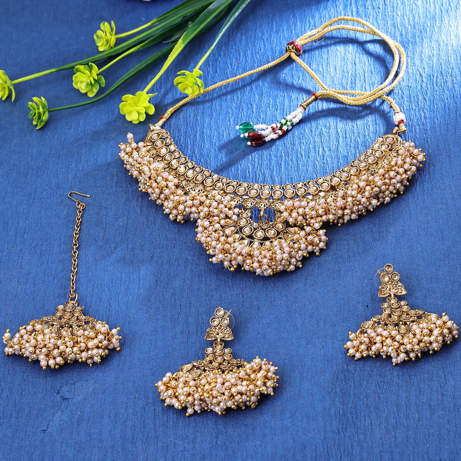 Sukkhi Trendy Gold Plated Choker Necklace Set For Women