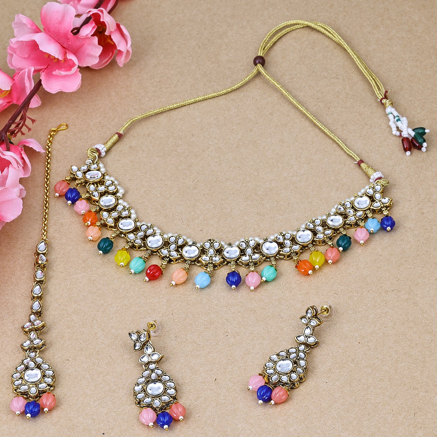 Sukkhi Laxmi Gold Plated Choker Necklace Set For Women