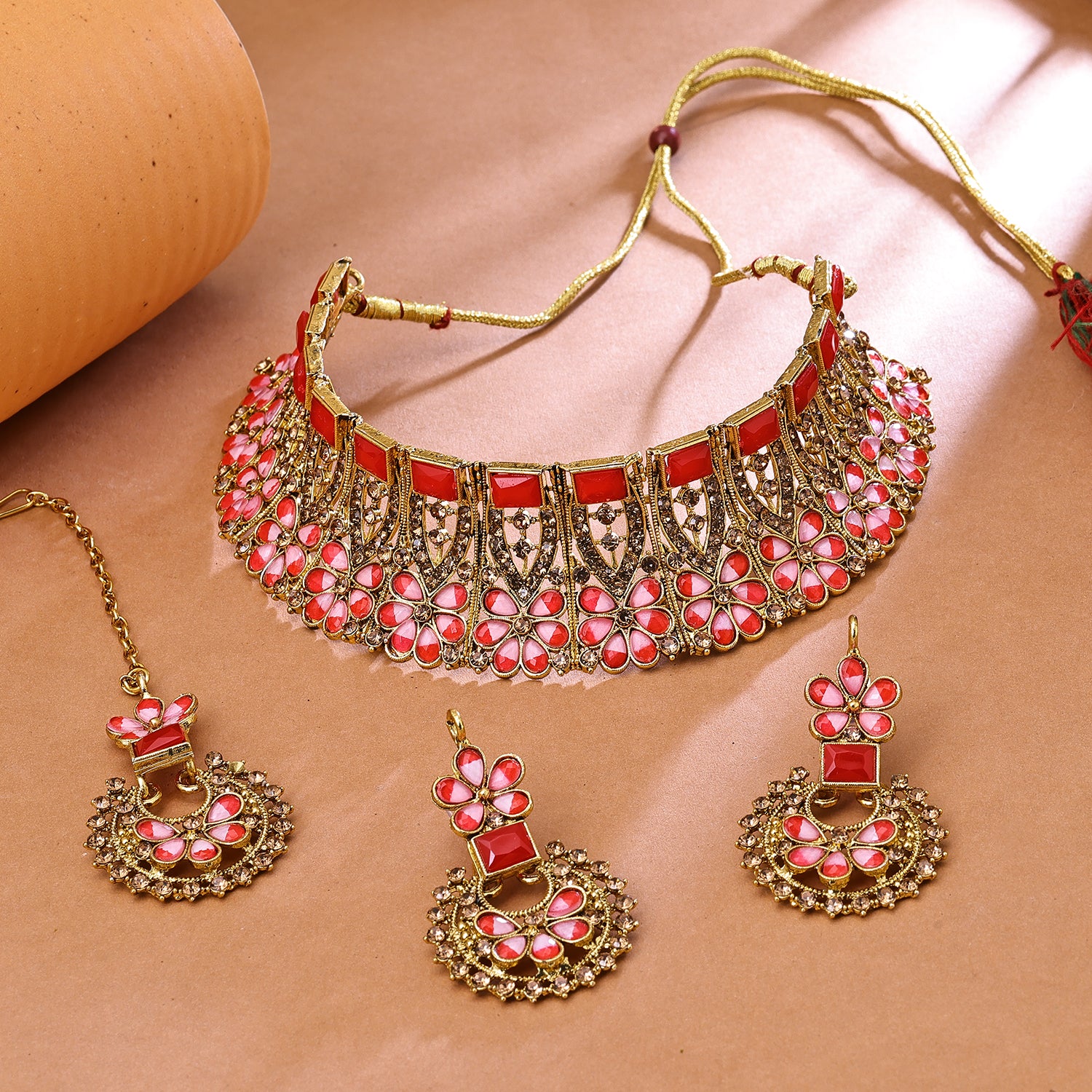 Sukkhi Gold Gold Plated Choker Necklace Set For Women