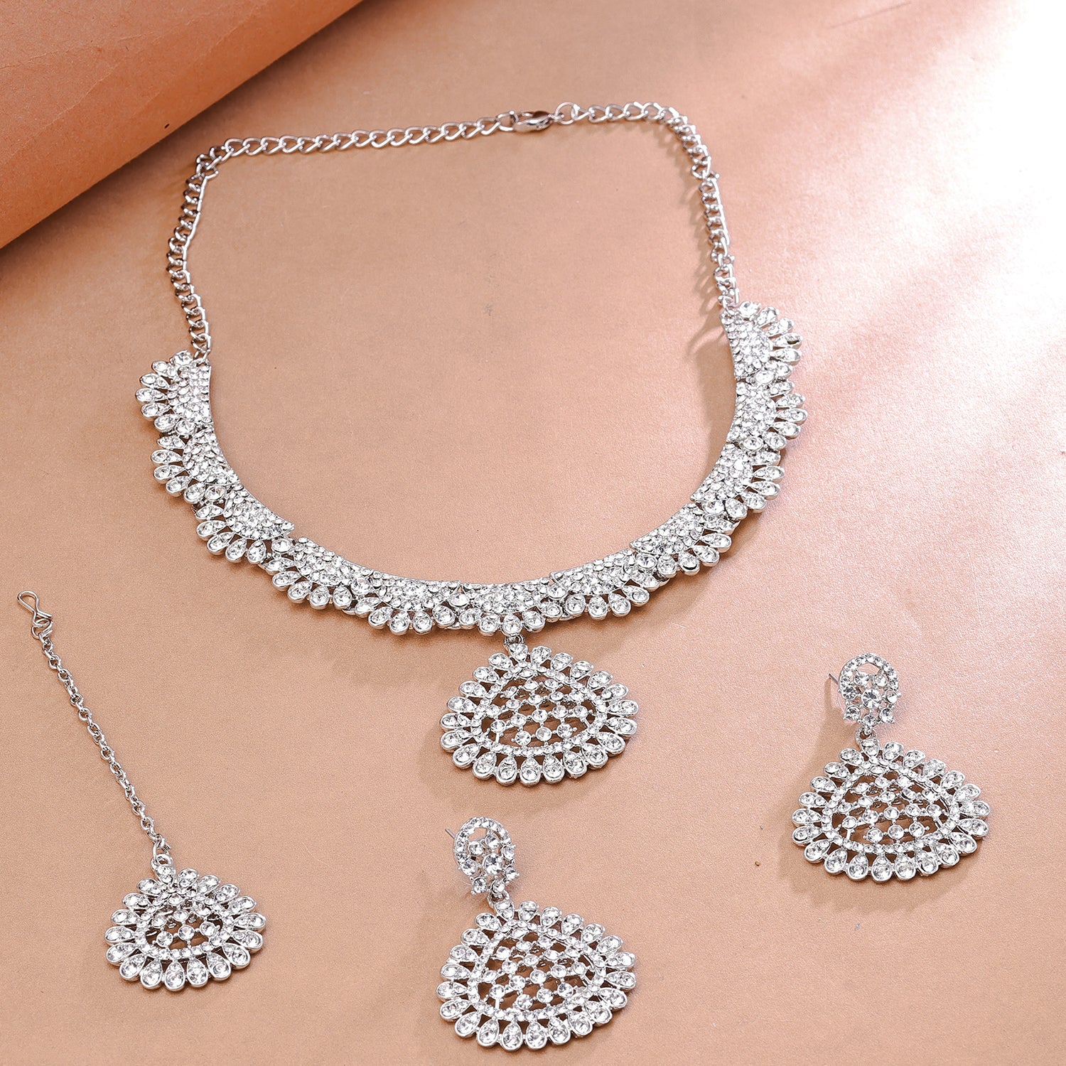 Sukkhi Fashionable Rhodium Plated Necklace Set For Women