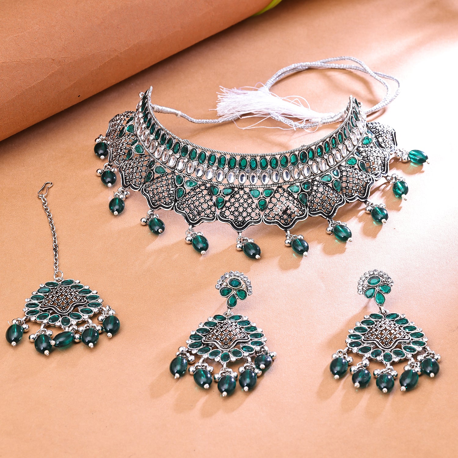 Sukkhi Dazzling Oxidised Choker Necklace Set For Women