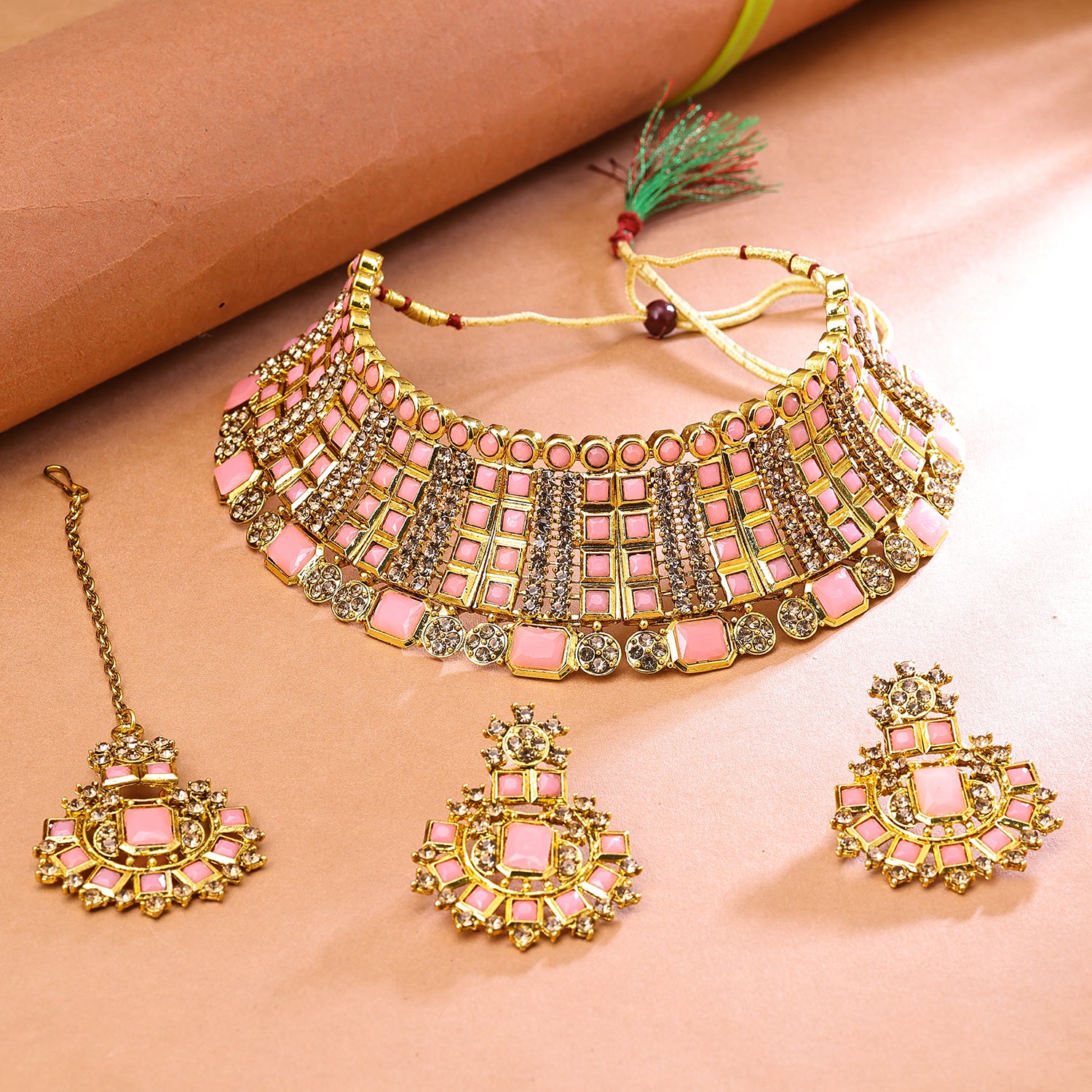 Sukkhi Dazzling Gold Plated Choker Necklace Set For Women