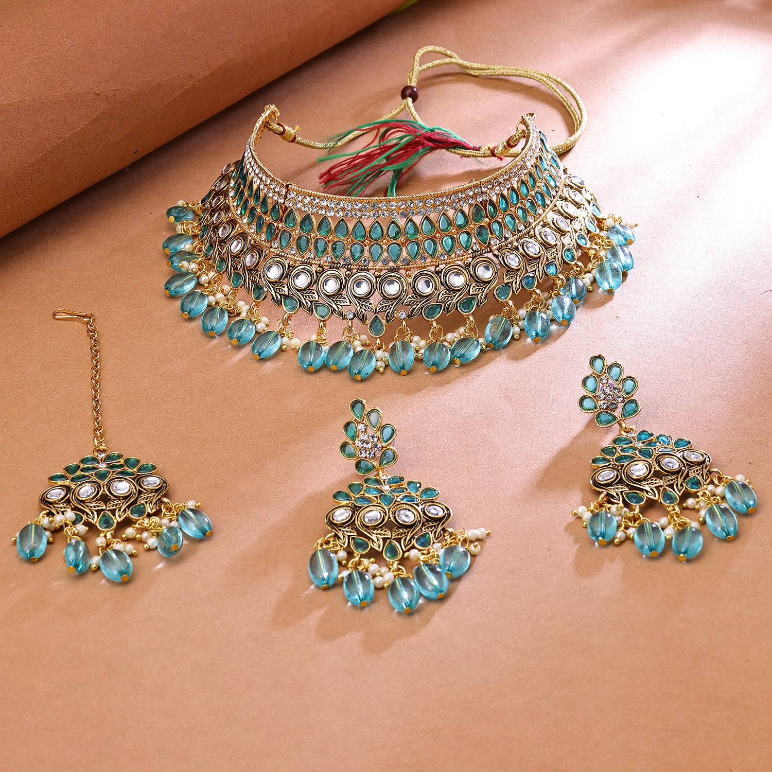 Sukkhi Marvellous Gold Plated Choker Necklace Set For Women