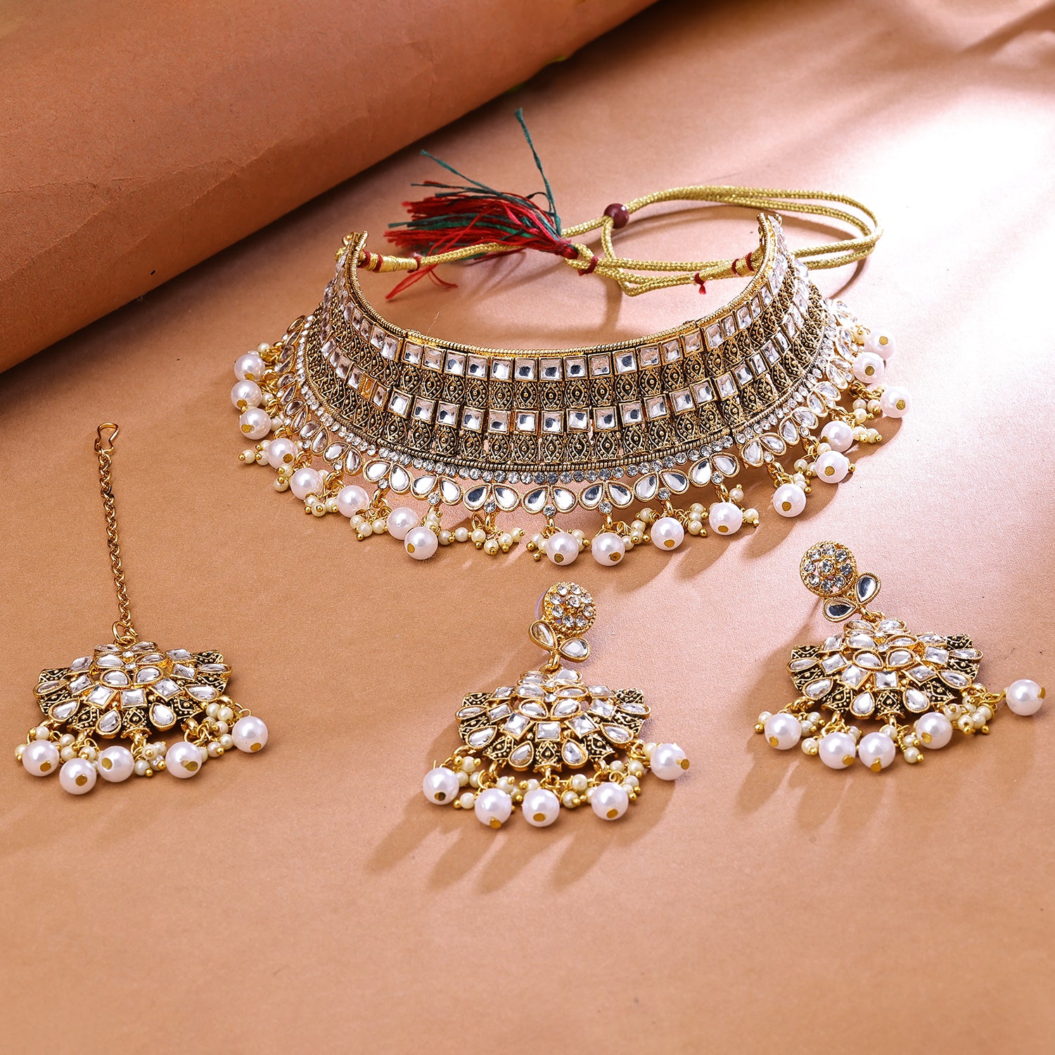 Sukkhi Stylish Gold Plated Choker Necklace Set For Women