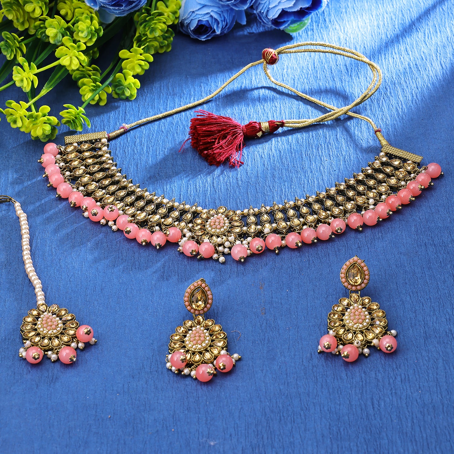Sukkhi Flawless Gold Plated Choker Necklace Set For Women