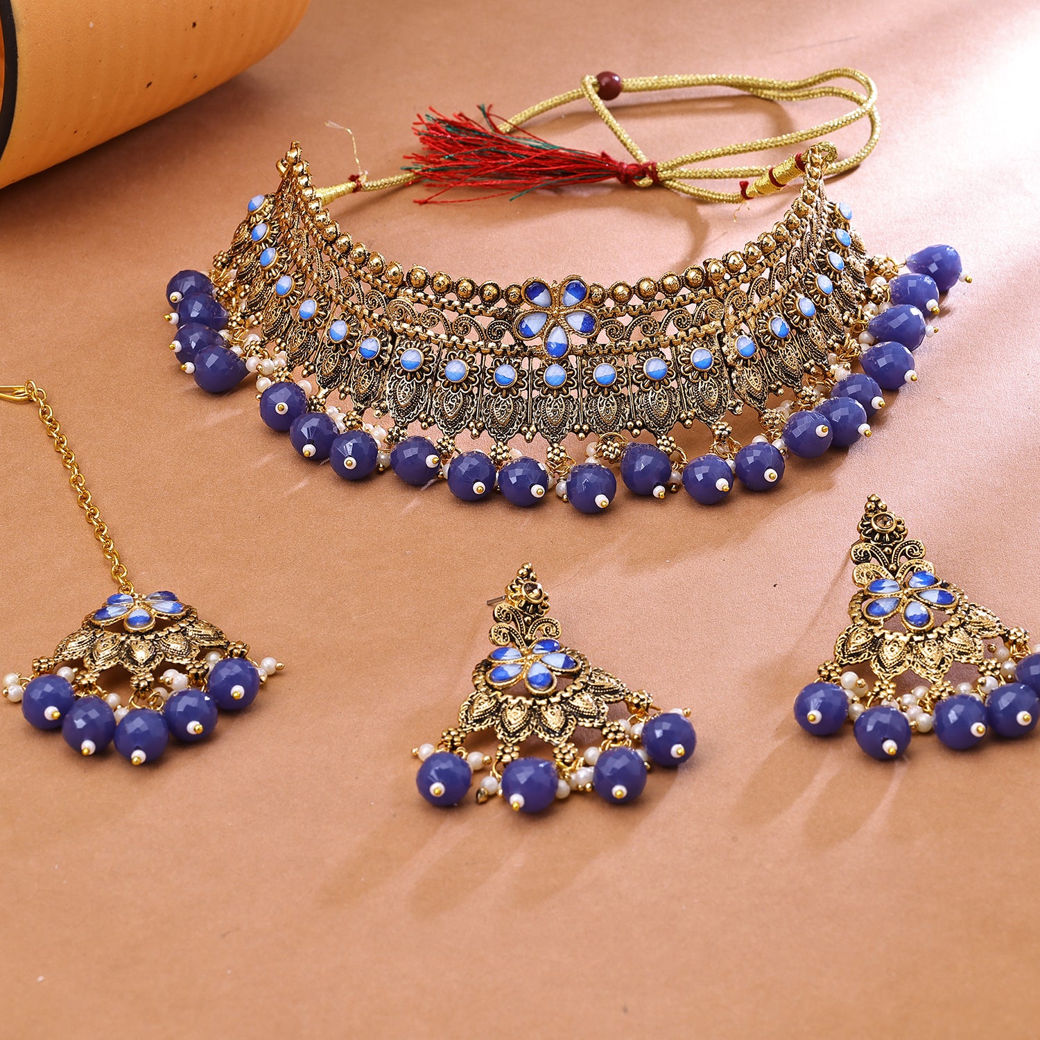 Sukkhi Classy Gold Plated Choker Necklace Set For Women
