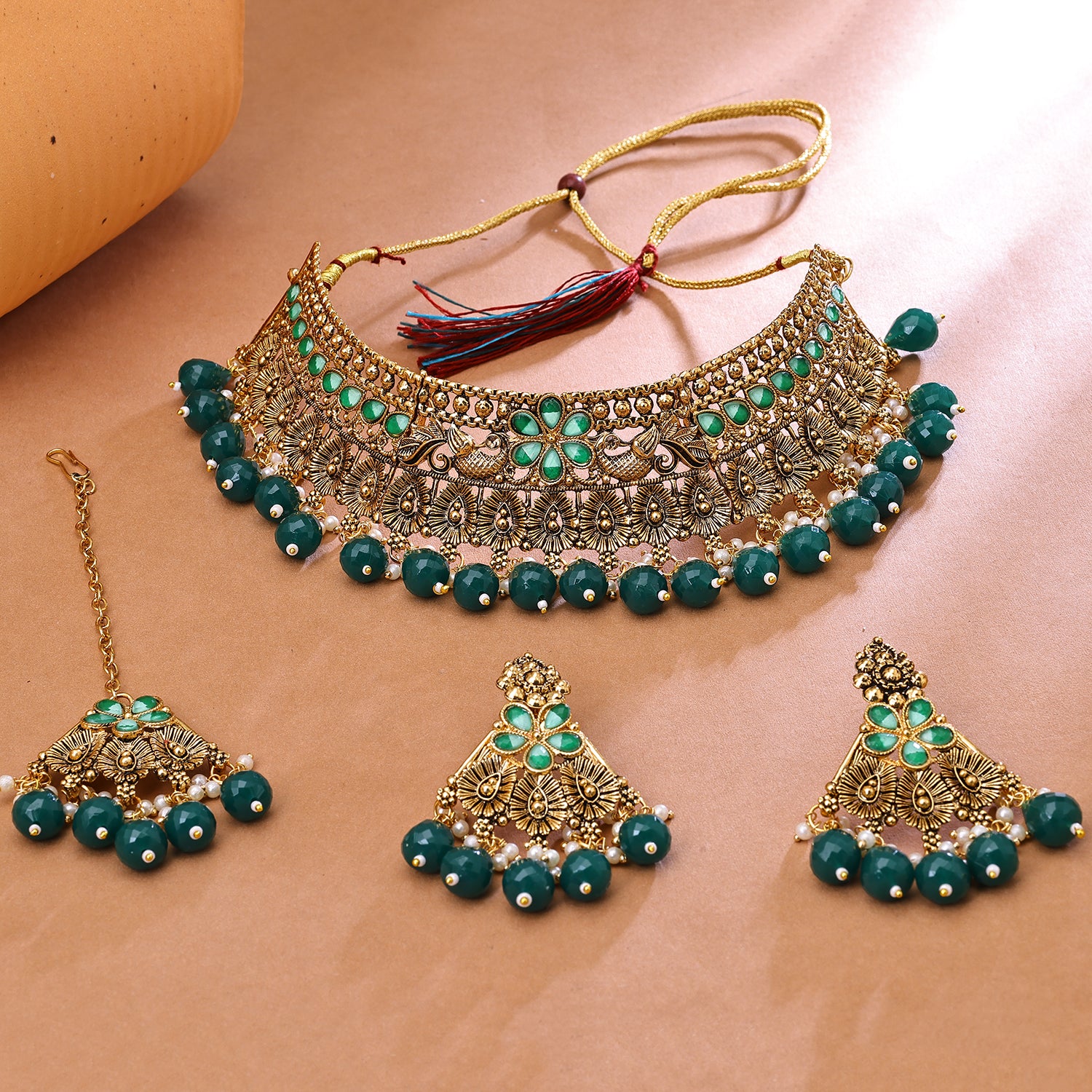 Sukkhi Mesmerizing Gold Plated Choker Necklace Set For Women