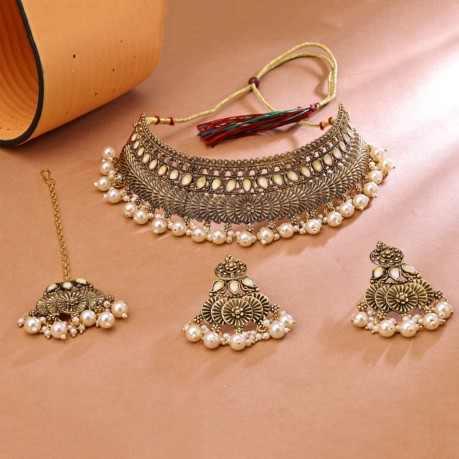 Sukkhi Traditional Gold Plated Choker Necklace Set For Women