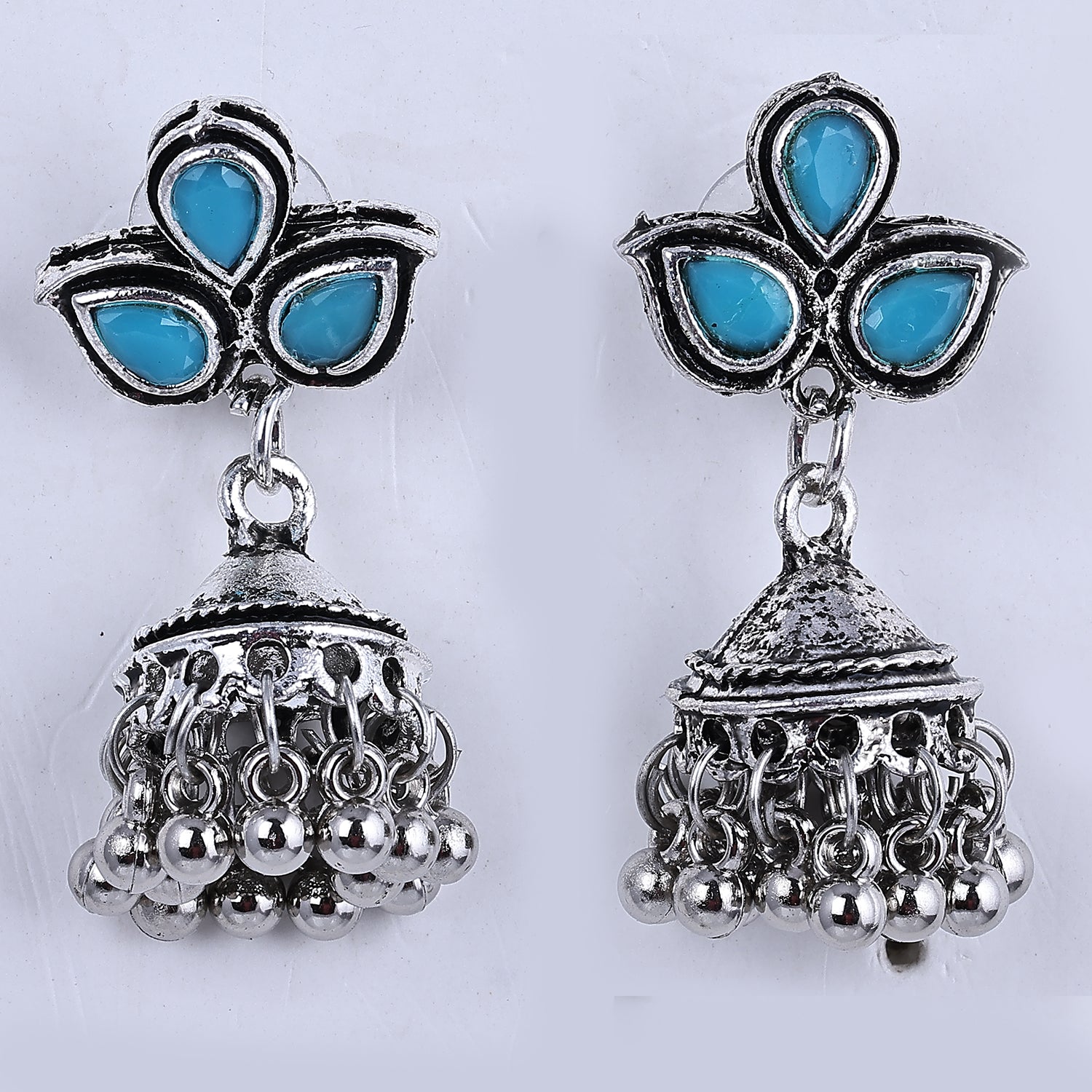 Sukkhi Distinctive Silver Oxidised Plated Jhumki Earrings For Women