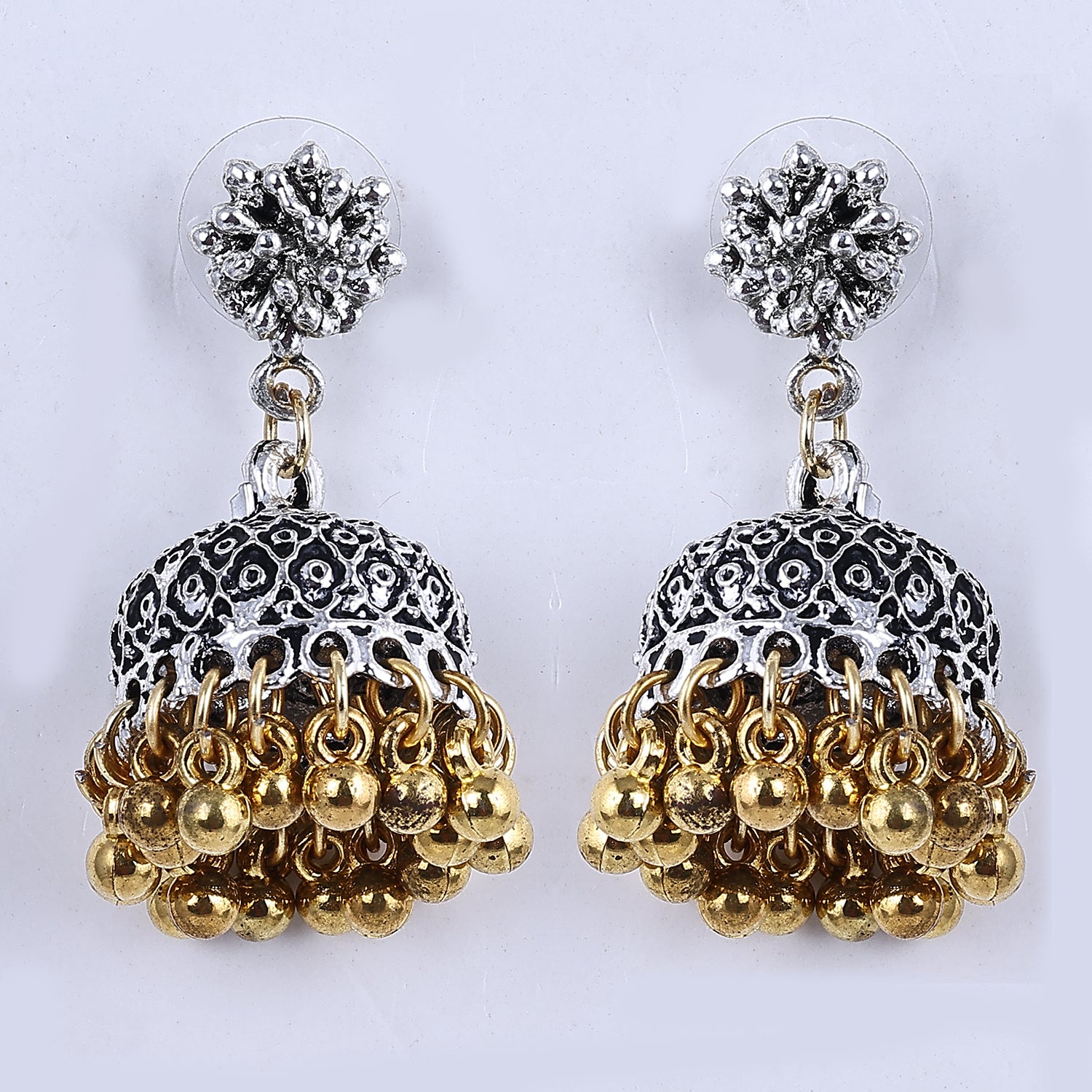 Sukkhi Amazing Silver Oxidised Plated Jhumki Earrings For Women