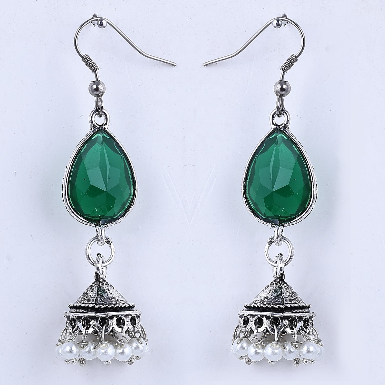 Sukkhi Antique Silver Oxidised Plated Jhumki Earrings For Women