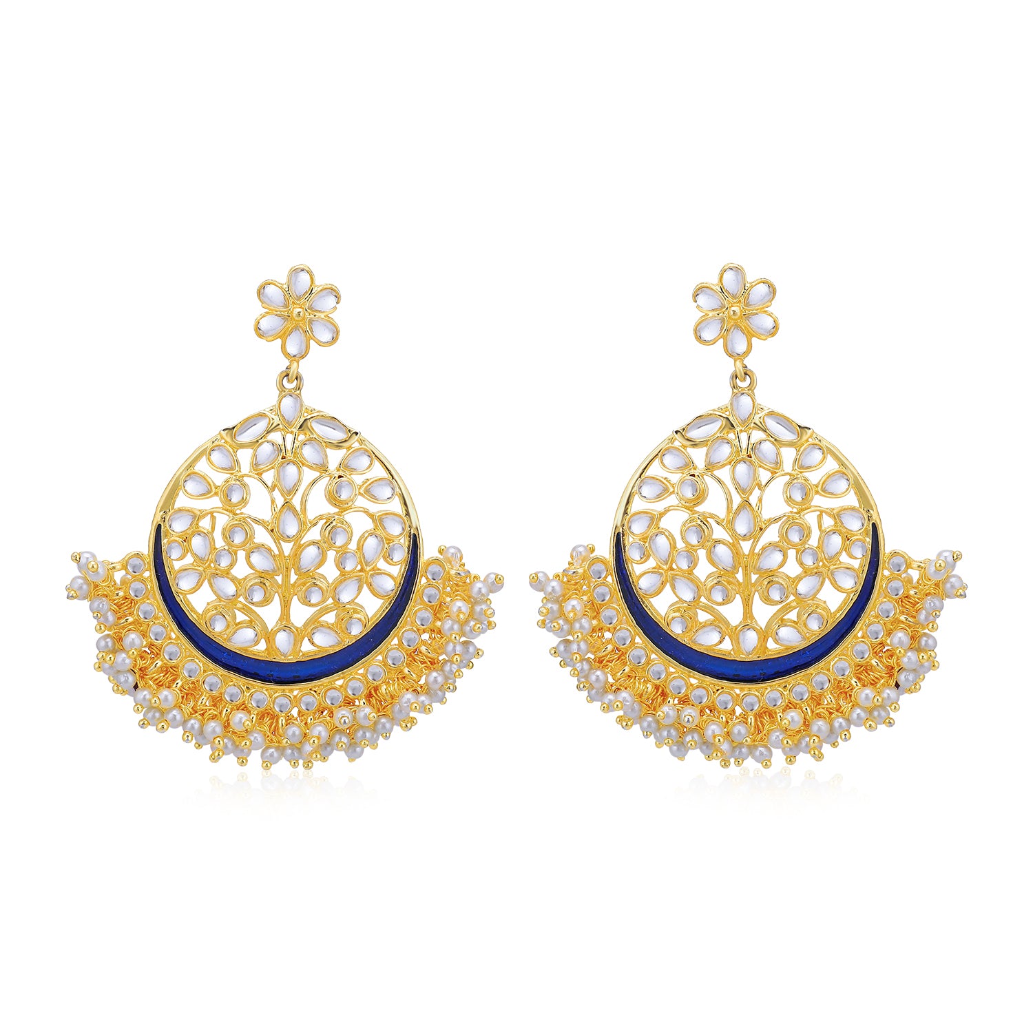 Sukkhi Glorious Pearl Gold Plated Kundan Chandbali Earring for Women