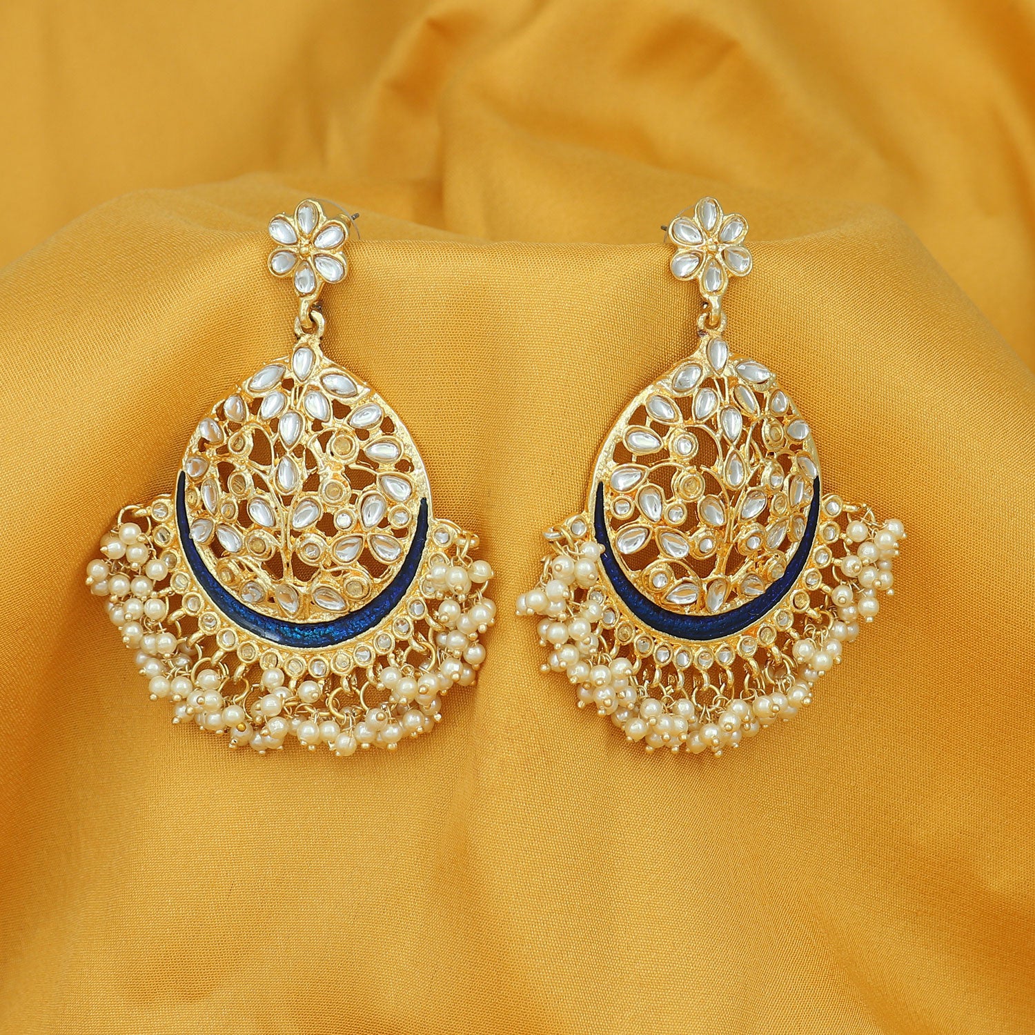 Sukkhi Glorious Pearl Gold Plated Kundan Chandbali Earring for Women