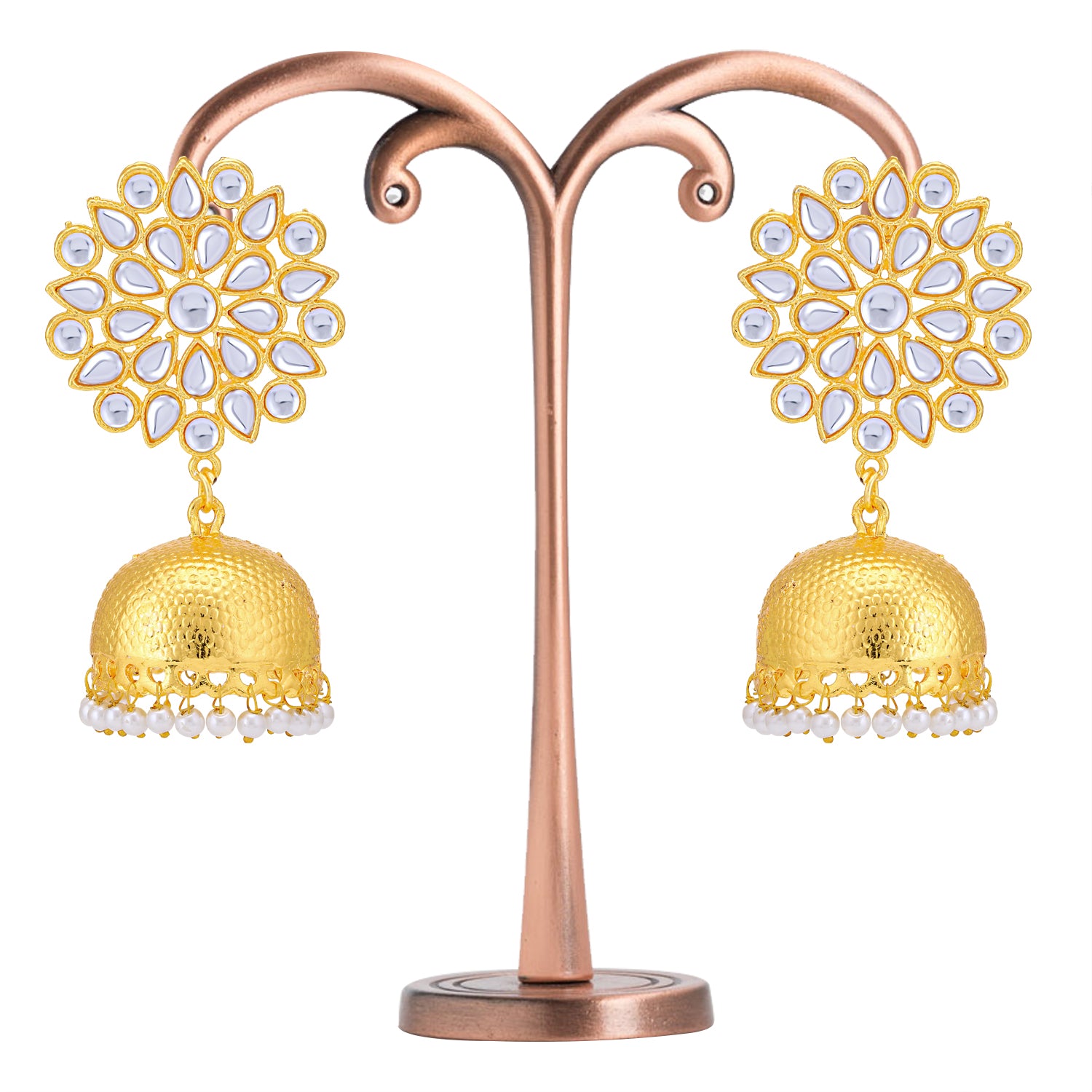 Sukkhi Glamorous Pearl Gold Plated Kundan Jhumki Earring for Women