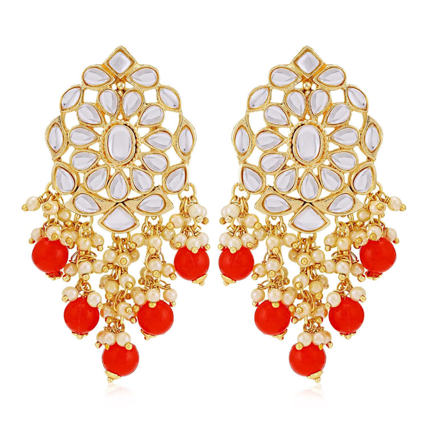 Sukkhi Elegant Gold Plated Kundan & Pearl Chandelier Earring for Women