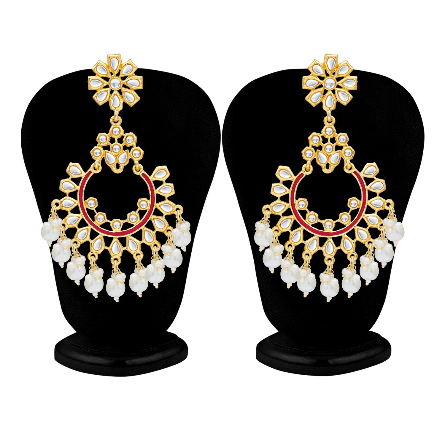 Sukkhi Antique Pearl Gold Plated Kundan Chandelier Earring For Women