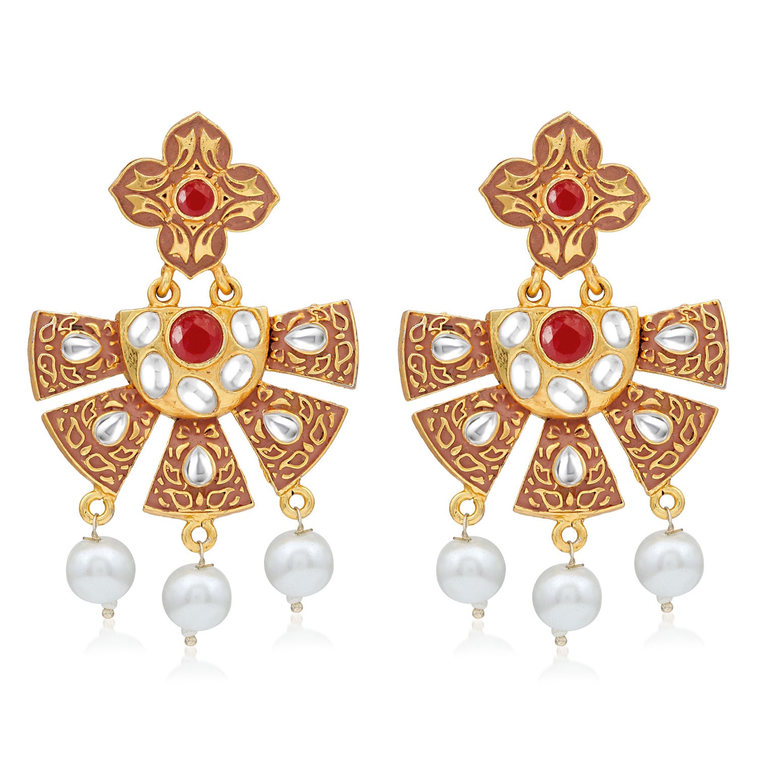 Sukkhi Graceful Gold Plated Pearl Mint Collection Dangle Earring For Women