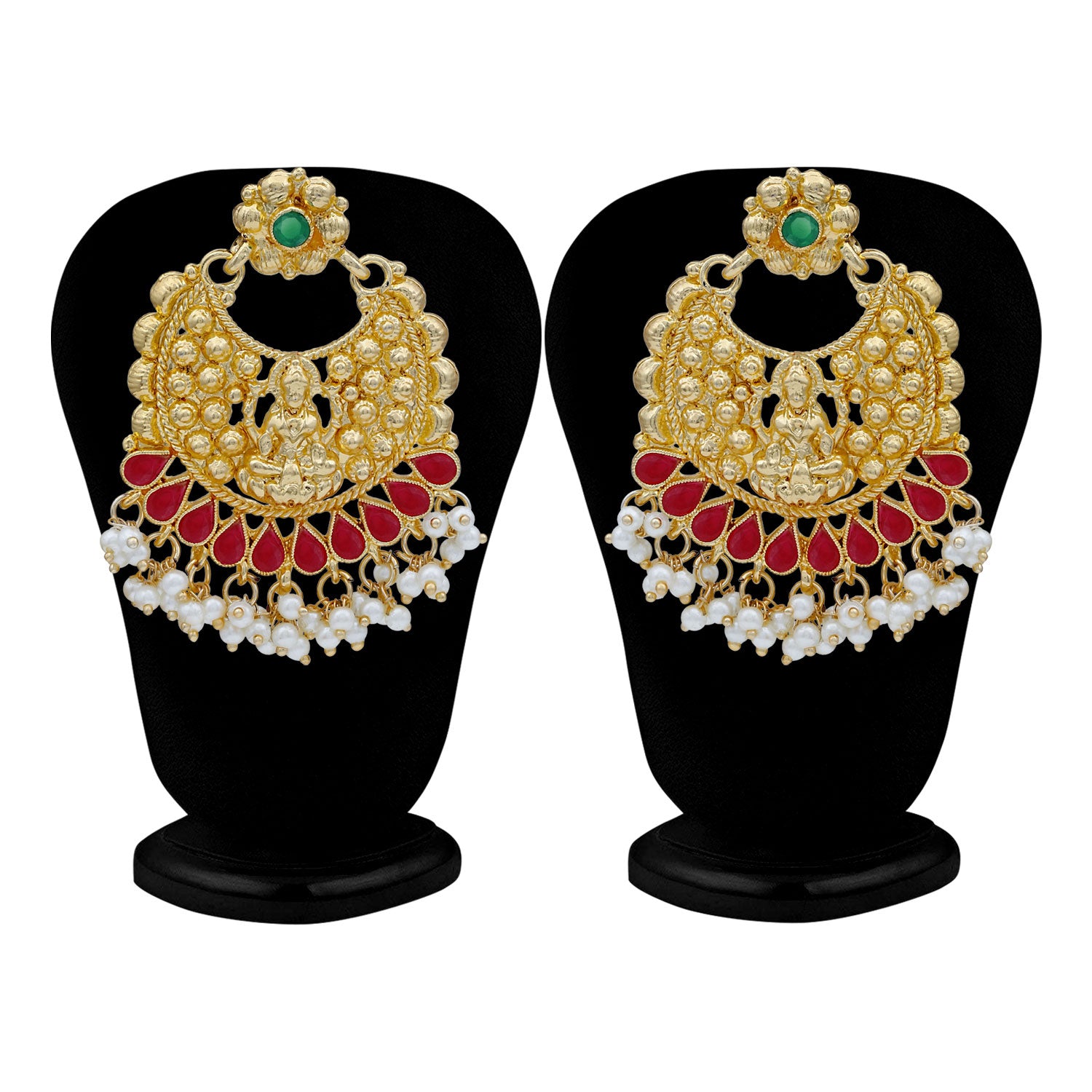 Sukkhi Ethnic Pearl Gold Plated Goddess Chandbali Earring For Women