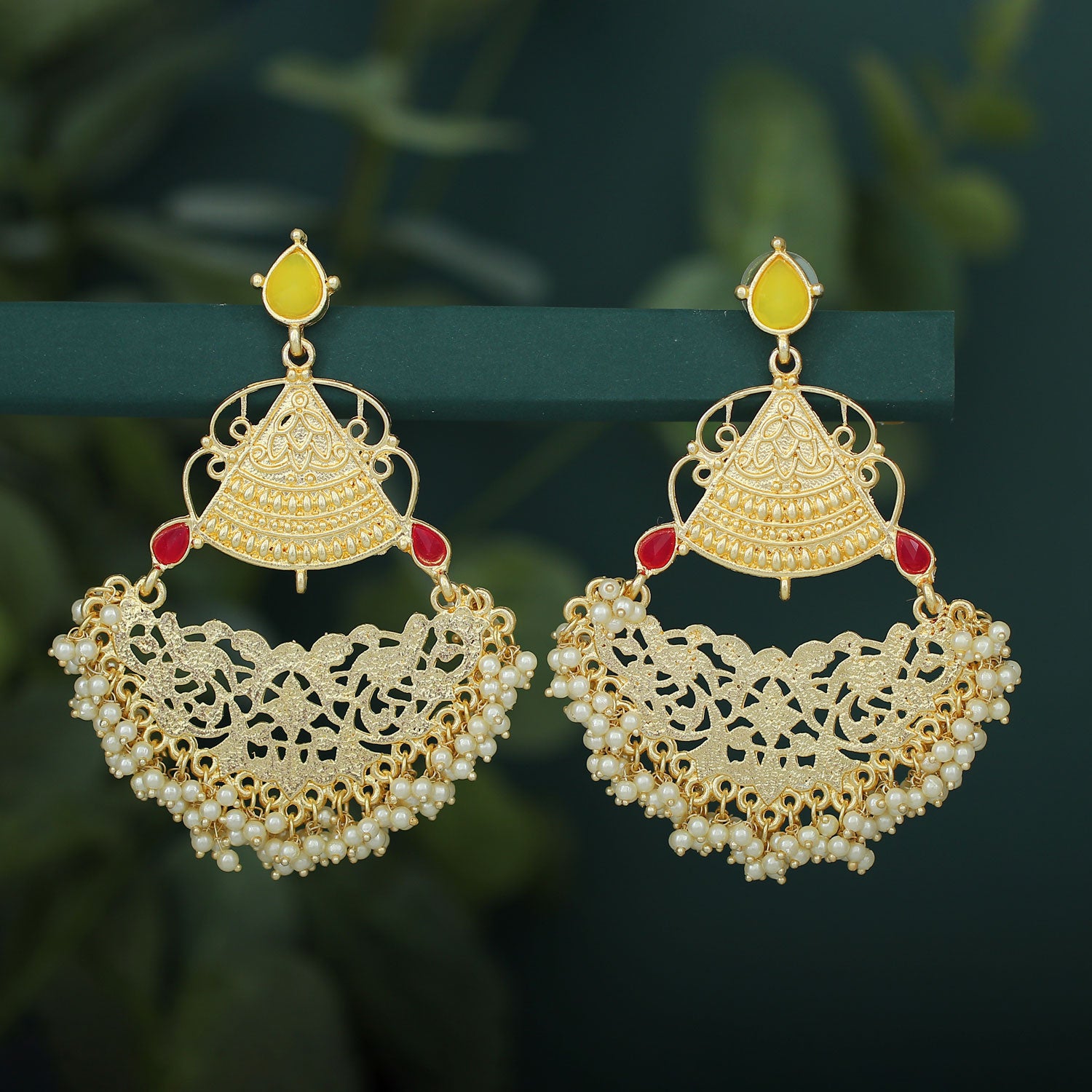 Sukkhi Glitzy Gold Plated Pearl Chandelier Earring For Women