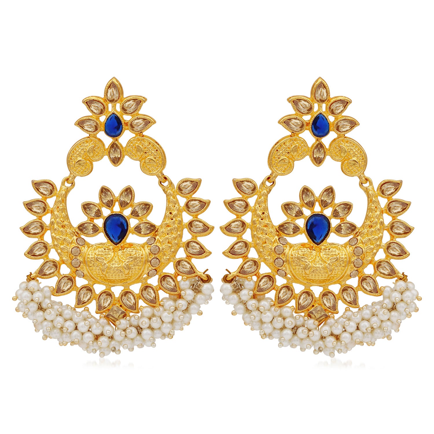 Sukkhi Blemish LCT Gold Plated Pearl Chandbali Earring For Women