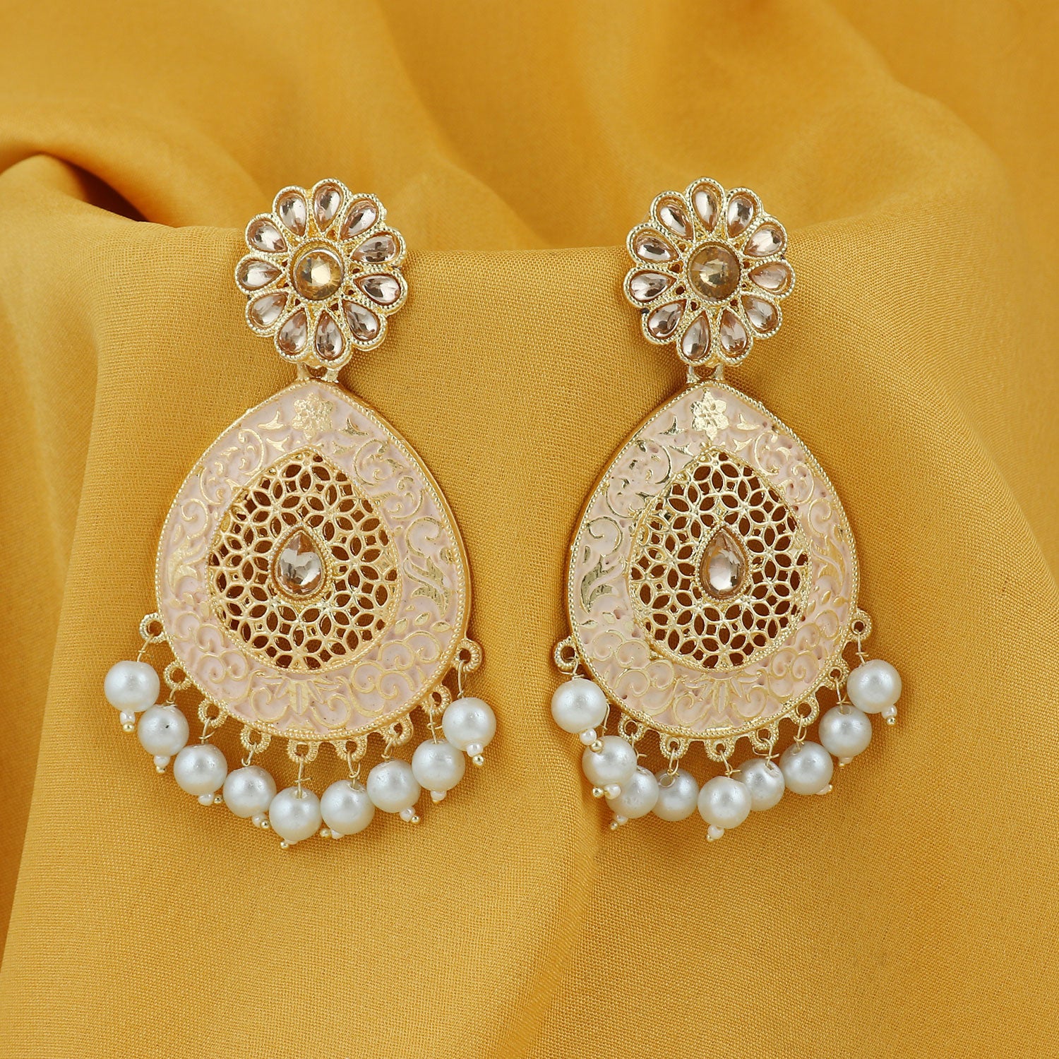 Sukkhi Dazzling LCT Gold Plated Mint Collection Pearl Dangle Earring For Women