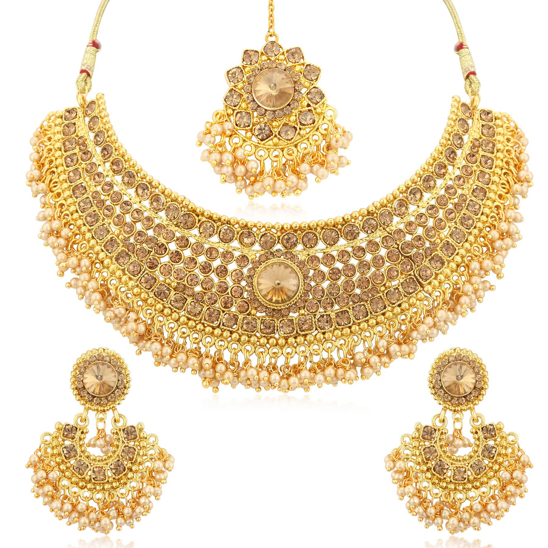 Sukkhi Spectacular Gold Plated Pearl Necklace Set Combo for Women