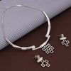 Sukkhi Geometrical Rhodium Plated CZ Choker Necklace Set For Women