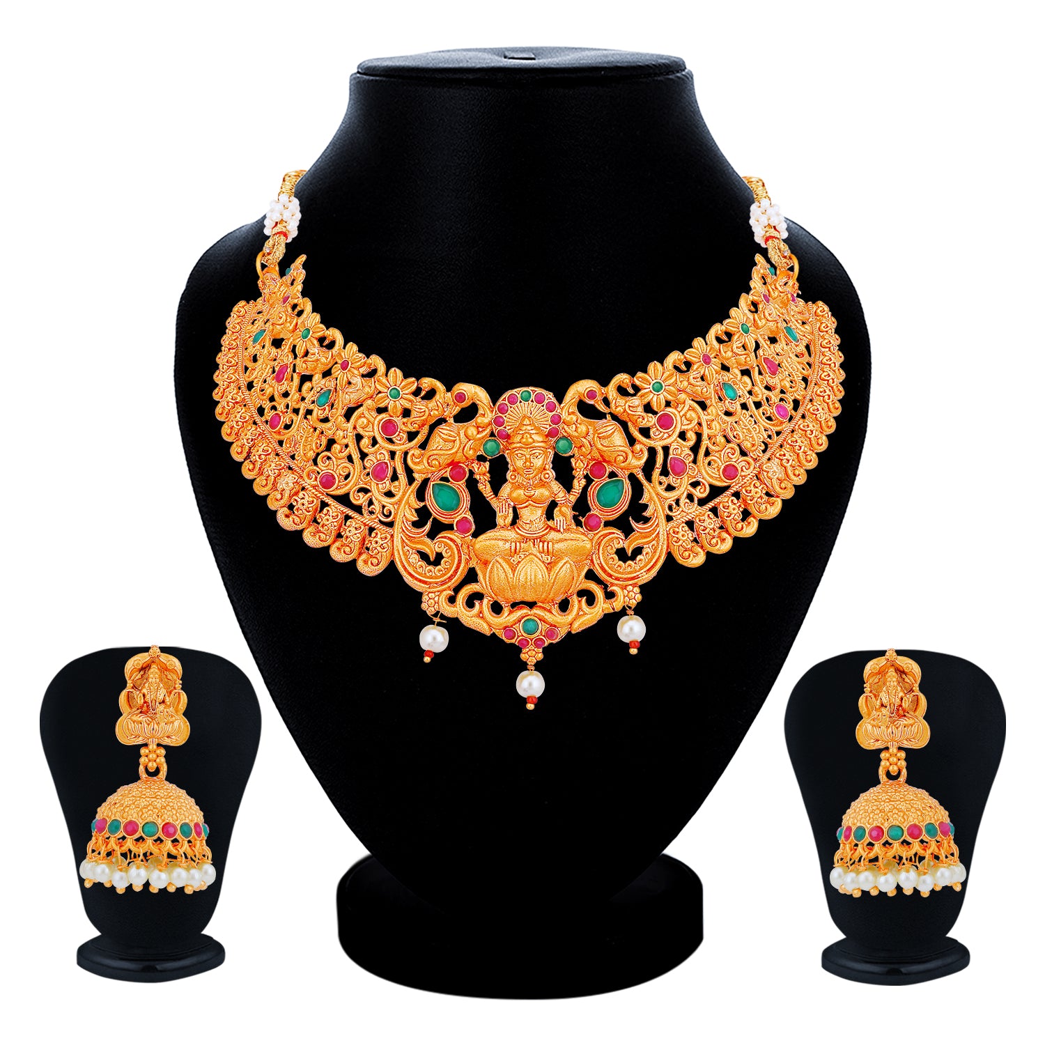 Sukkhi Stunning Gold Plated Temple Choker Necklace Set for Women