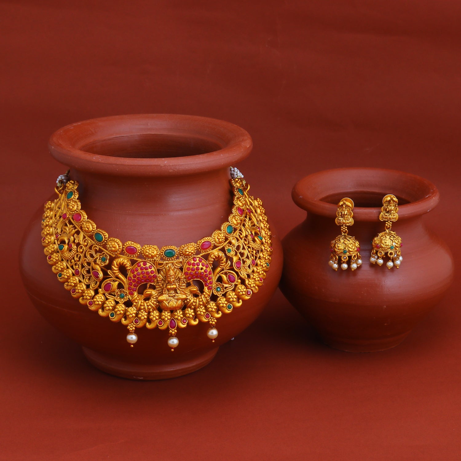Sukkhi Incredible Gold Plated Temple Choker Necklace Set for Women