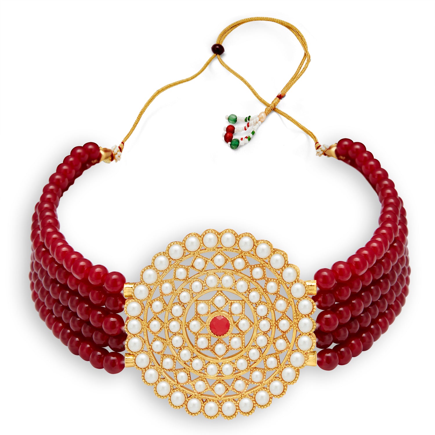 Sukkhi Lavish Gold Plated Pearl Choker Necklace Set for Women
