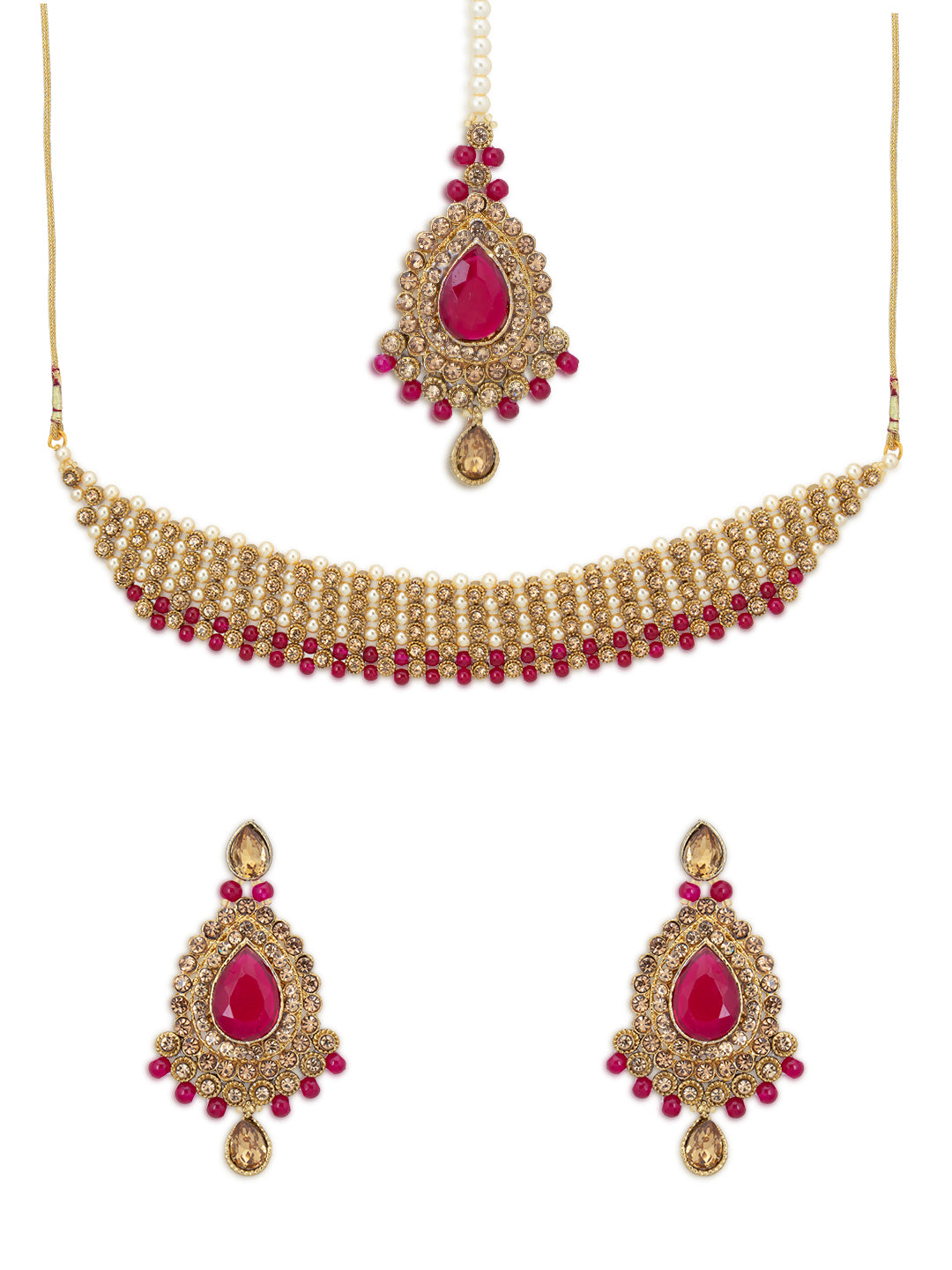 Sukkhi Classic LCT Gold Plated Pearl Choker Necklace Set for Women