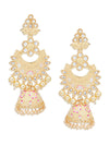Sukkhi Fabulous Pearl Gold Plated Kundan Lotus Meenakari Jhumki Earring for Women