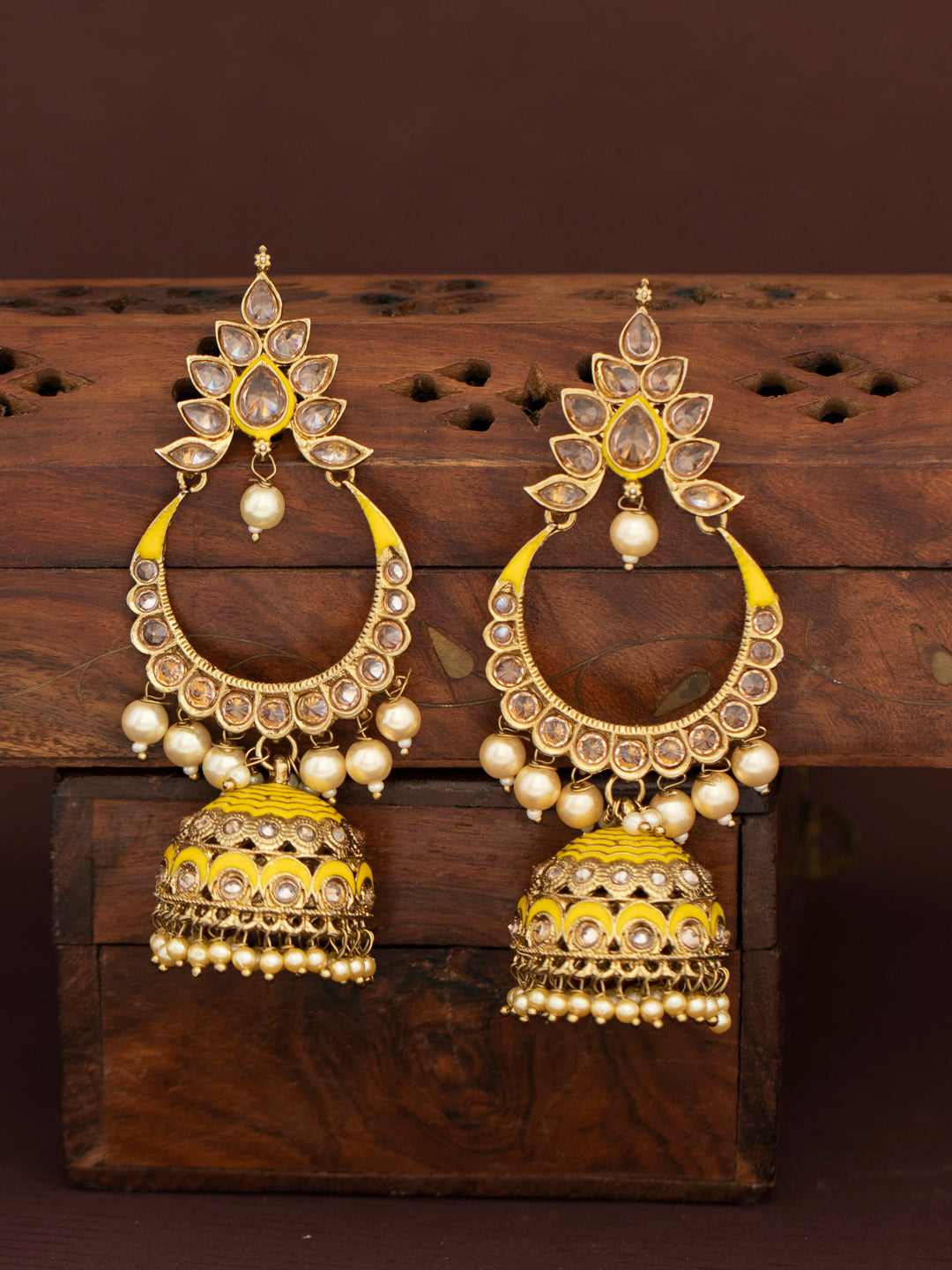 Sukkhi Glorious LCT Gold Plated Pearl Meenakari Jhumki Earring for Women