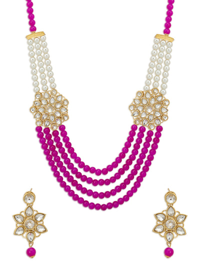 Sukkhi Exclusive Pearl Gold Plated Kundan Long Haram Necklace Set for Women
